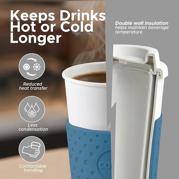Copco Acadia Travel Mug, 16 Oz - Black, Plum, Blue, Green, Set of 4 - Image 3