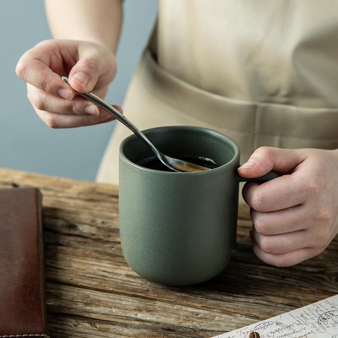 AmorArc 14oz Coffee Mugs Set of 6, Ceramic Coffee Mugs with Large Handle & Wavy Rim for Latte/Hot Cocoa/Tea, Stylish Coffee Mugs for Men Women. Oven,Dishwasher&Microwave Safe, Reactive Glaze - Image 4