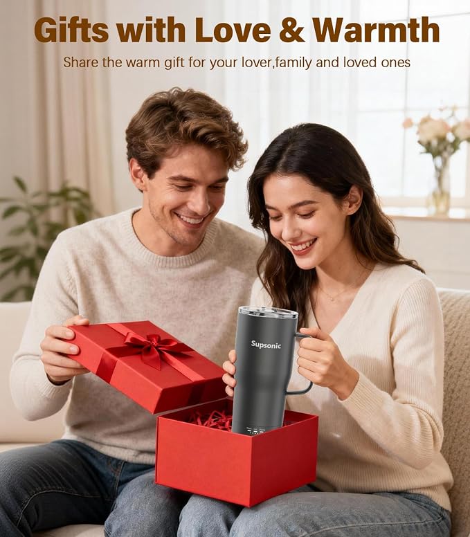 Supsonic Heated Coffee Mug Rechargeable, 20oz Long-Lasting Battery (S3) | Dry-burn protection, 2Hr auto-off, 3-Temp settings, Constant temperature, Inner stainless steel, Warm gift for men women - Image 5