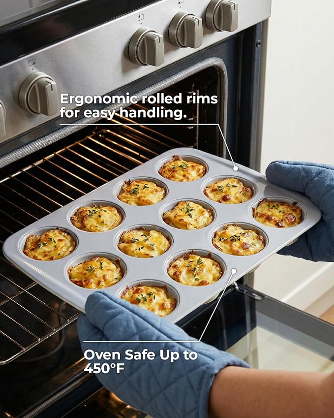 CARTMAN 2-Pack Ceramic Muffin Pan 12 Cup with 200 Cupcake Liners, Non-Stick & Non-Toxic Baking Tin for Healthy Muffins and Cupcakes, Perfect for Home Kitchens and Parties - Image 7