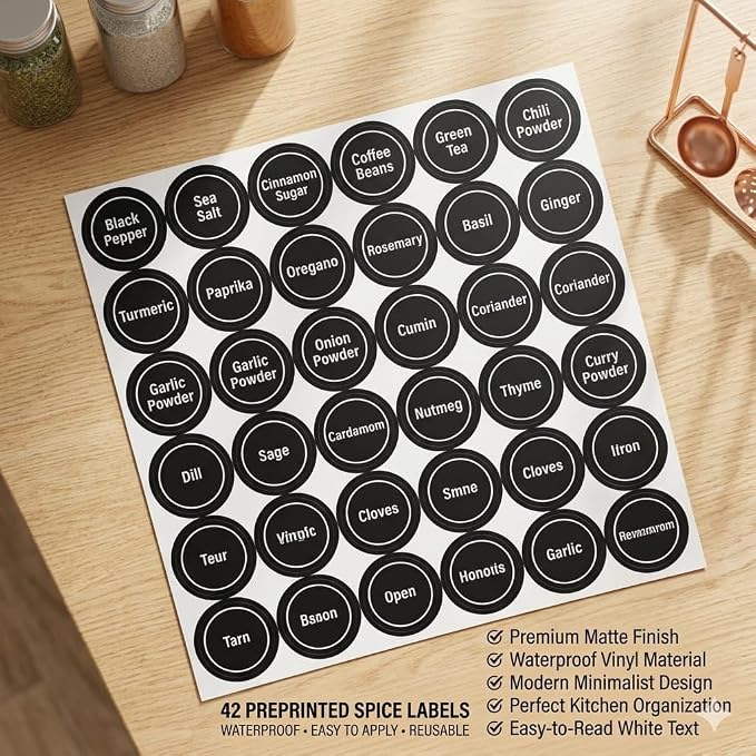 Glass Spice Jars 12 Pack with Bamboo Lids and Labels, Glass Jars, 8.5 oz Airtight Glass Jars for Spices, Herbs, Salt, Pepper, Coffee & Tea, Clear Kitchen Pantry Storage - Image 9