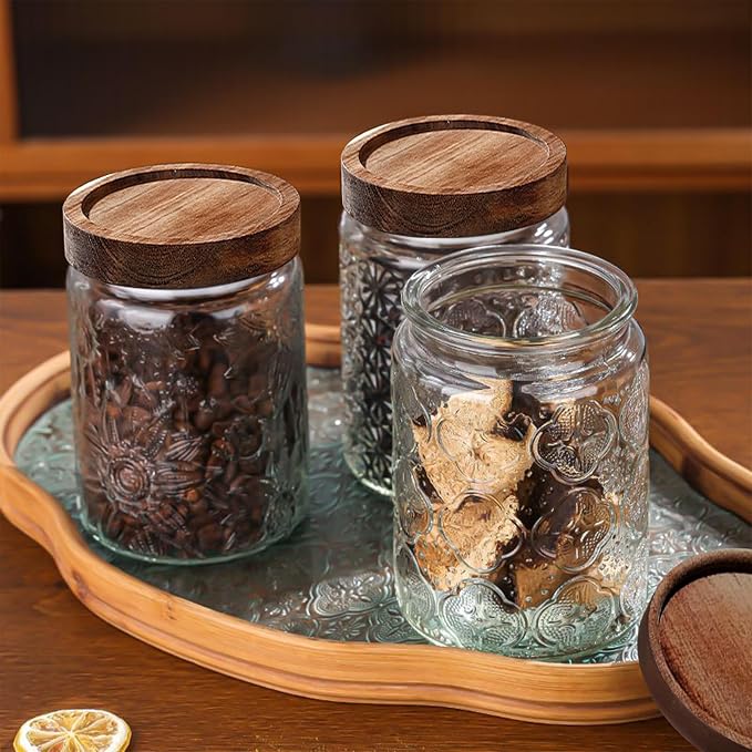 34 OZ Vintage Glass Jar with Lid, Airtight Food Storage Canisters with Bamboo for Kitchen Counter Pantry, Ideal for Coffee, Candy, Tea, Oats, Sugar, Cookies Decorative Jars-Sunflower - Image 6