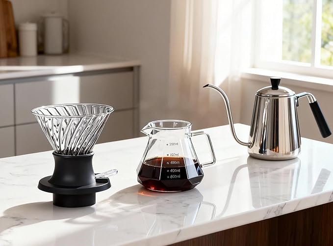 BeeCa Clever Coffee Dripper｜One-Touch Switch Control｜French Press Soak & Fast Release｜Borosilicate Glass+BPA-Free｜Easy Clean Hybrid System for Beginners