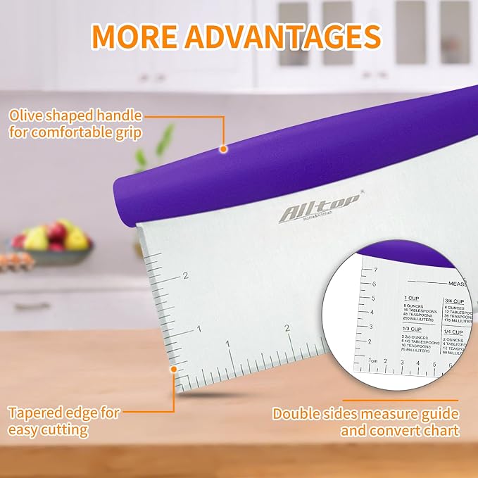 Stainless Steel Bench Scraper & Chopper (1, Purple) - Image 3