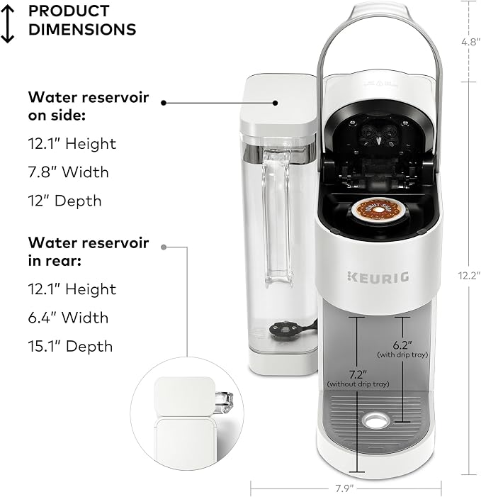 Keurig K-Supreme Single Serve K-Cup Pod Coffee Maker, MultiStream Technology, 4 Brew Sizes, 66oz Dual-Position Removable Reservoir, White | MultiStream Technology, 4 Brew Sizes, Dual-Position Removable Reservoir - Image 10