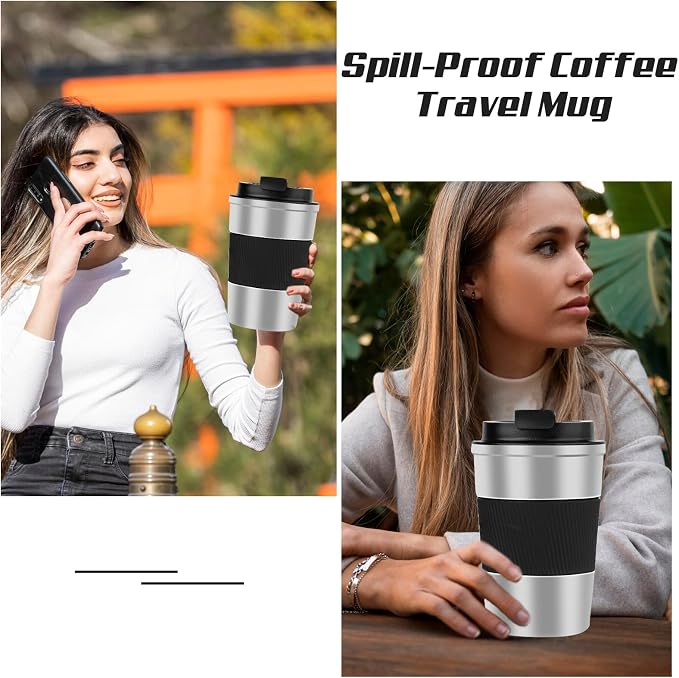 Vacuum Insulated Stainless Steel Travel Coffee Mug,Leak Proof Cup with Lid | 304 stainless steel mug with vacuum insulation, leak proof lid, silicone grip and car cup holder friendly design - Image 6