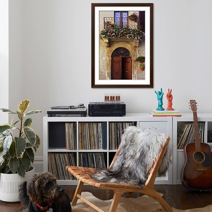 ART.COM Wall Photo Balcony Flowers and Doorway in Pienza Tuscany Italy on Brown Frame by Julian Castle, 32" x 44" - Image 4