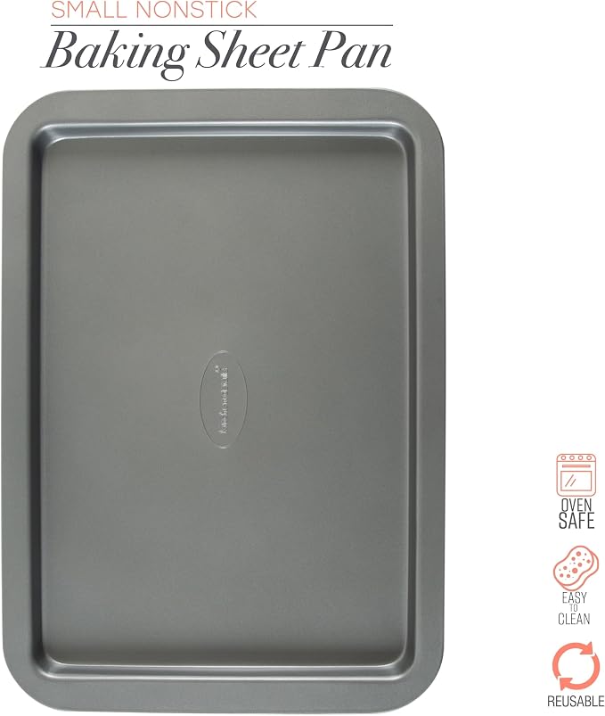 Small 15 x 10.7 Inch Nonstick Carbon Steel Baking Sheet Pan, Warp Resistant Oven Safe Cookie Tray, Non-Toxic Easy Clean Bakeware for Baking Cookies, Pastries & Roasting Veggies - Image 2