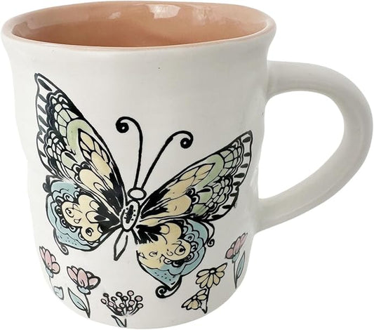 15oz Ceramic Coffee Mug, Hand Painted Tea Cup for Office and Home, Cute Butterfly Mug,Best Gifts for Women and Men,Dishwasher Microwave Safe by Muujun