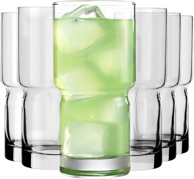 Libbey Newton Tumbler Drinking Glasses, Stackable, Tall Drinking Glasses Set of 6, 16 oz Glasses Drinking Set for Holidays, Birthdays, and More by Libbey