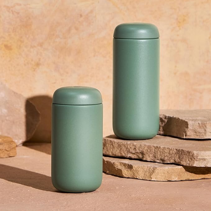 Fellow Carter Move Ceramic Lined Travel Coffee Mug 16 oz - Leak-Proof Lid | No Metallic Taste, Dishwasher Safe, Hot 12Hr Cold 24Hr, Stainless Steel Tumbler, BPA-Free, Fits Cup Holders, Smoke Green - Image 6