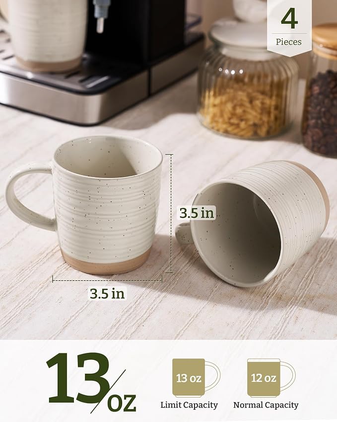 famiware Coffee Mugs Set of 4, 13 oz Mug Set, Ceramic Cup Set with Handle for Coffee, Tea, Cocoa, Milk, Constellation Series, Cream - Image 4