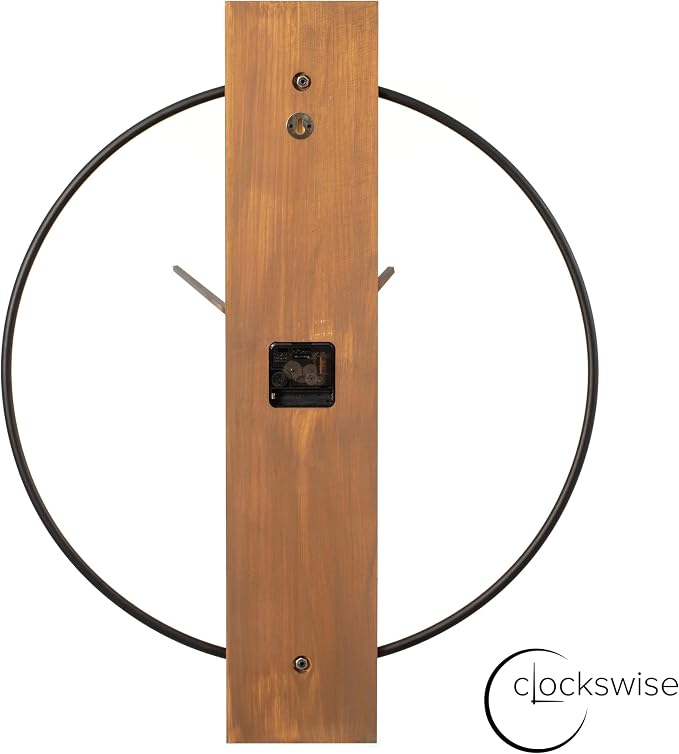 Clockswise Decorative Extra Large Modern Brown Wall Clock with Black Metal Frame on Rectangular Wood Board, Battery Operated Silent. 20'' D?a, for Dining Living Kitchen Bedroom Office Restaurant bar - Image 5