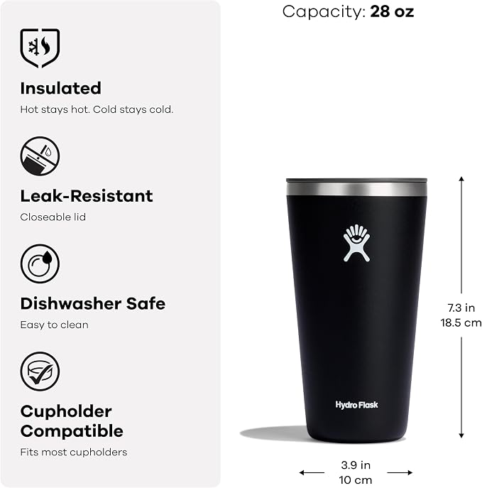 Hydro Flask All Around Tumbler Press-in Lid, Insulated Travel Mug, Stainless Steel Coffee Cup 28 Oz Tonal Trillium Pink - Image 6