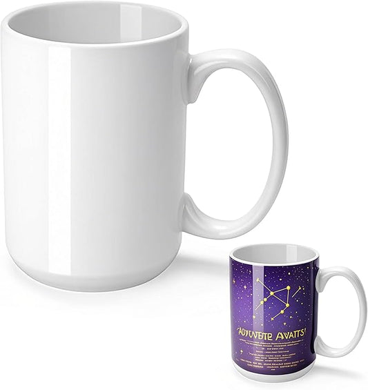 Joyclub 1 Set Sublimation Mugs Blank 15 oz Coffee Mugs Bulk White Ceramic Cups with Handle Tazas Para Sublimar for Coffee Latte Tea Milk Soup DIY Gifts by Joyclub