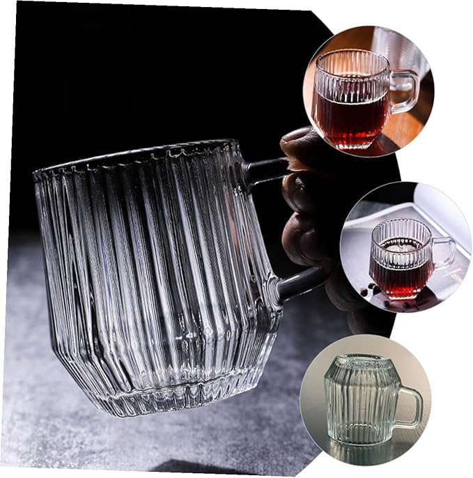 COHEALI 6pcs Clear Glass Coffee Mugs with Handles Transparent Tea Cups Heat Resistant Microwave Safe for Hot Cold Beverages Coffee Latte Espresso Cappuccino