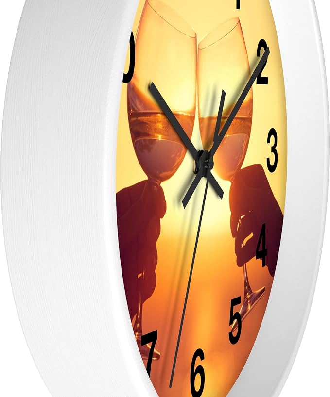 Mozingo ~ Wine Clock for Kitchen Bar Wall It's Wine O'clock Silent Time Gift Home Decor Made In USA, 10" (Hour Marks - Numbers, Clock Frame Color - White, Wine Theme #05) - Image 2