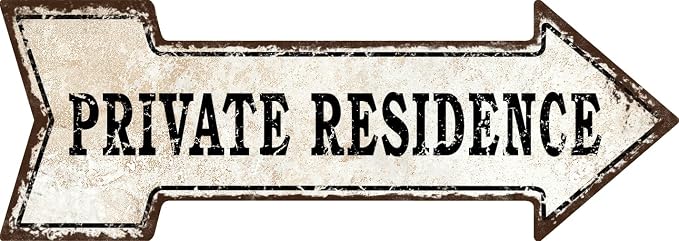 Mukuko Arrow Tin Metal Sign Private Residence, 6" x 18" | Aluminum Metal Plaque, Retro Wall Decor, Outdoor Decor by Mukuko