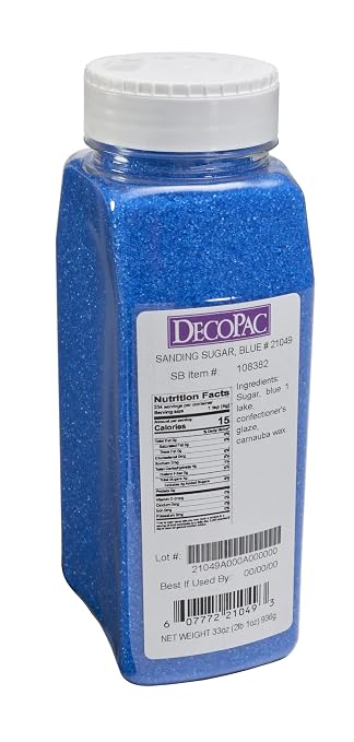 DecoPac Sanding Sugar | Blue Edible Sugar Sprinkles | 33oz | Edible Sanding Sugar in Handheld Container | Made In USA | Sugar Sprinkle Mix For Cakes, Cupcakes, Cookies, Extra Large Pack | 33 Ounce - Blue - Image 2