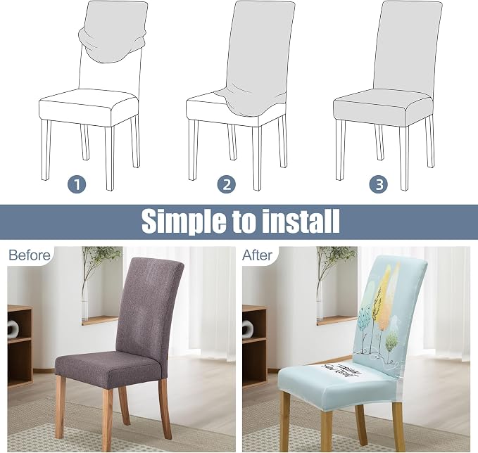 Dining Chair Covers, Stretch Seat Covers, Washable Furniture Protector | 4 Pack, Washable, Stretch Fit, Soft, Non Slip, Dining Chair Covers, Seat Protector, Furniture Cover,Easy Clean - Image 4