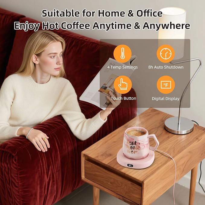 Coffee Mug Warmer & Best MOM Ever Mug Set, Smart Heated Electric Cup Warmer for Desk Office, 4 Temperature Control Beverage Tea Coffee Warmer, 8h Auto Shut Off Candle Plate, Women Mom Gifts from Son - Image 4