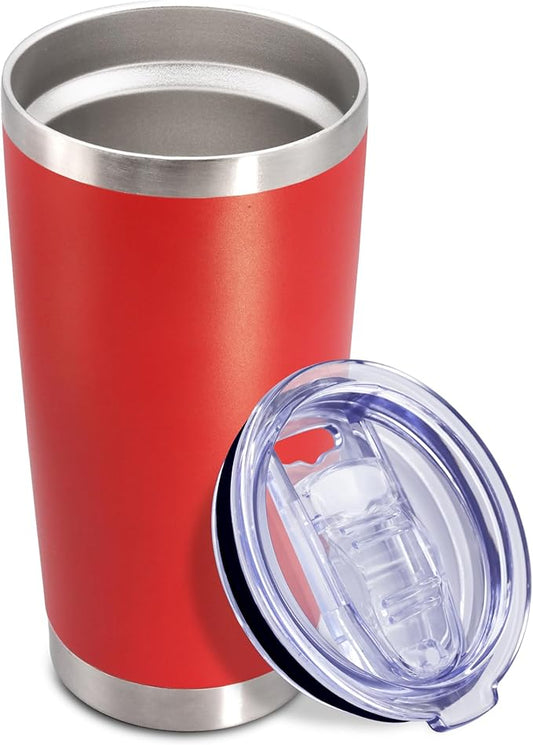 20oz Tumbler Insulated Coffee Tumblers with Lid Stainless Steel Red 1P | 20 oz Tumblers Double Wall Insulated Vacuum 20oz Coffee Mug Leak Proof Tumblers with Lid Powder Coated - Red 1 Pack by AEPDTD