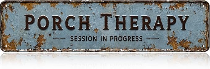 Porch Signs Vintage Wall Decor Porch Therapy Patio Signs And Decor Outdoor 4×16 Metal Sign Rustic Sign For Home Outdoor by LYXDS