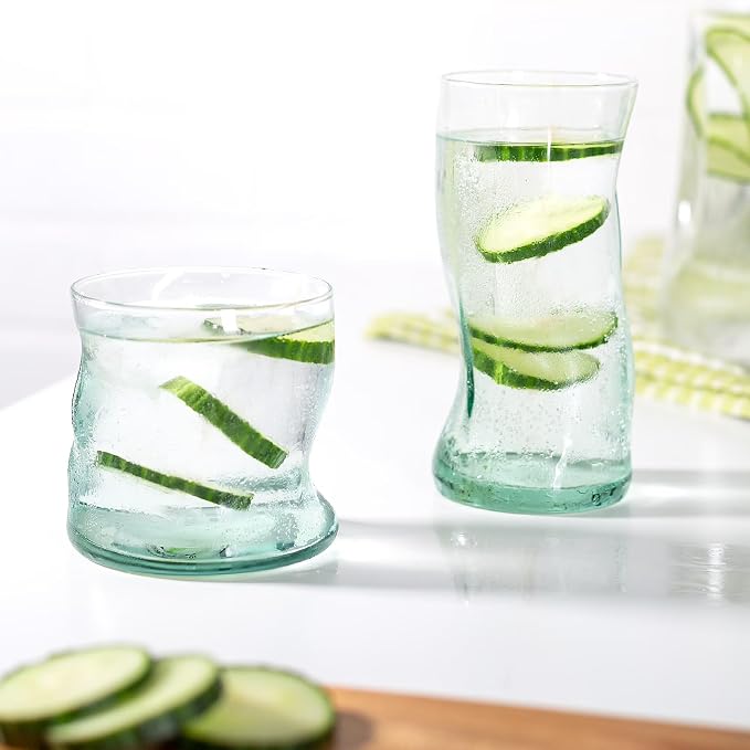 (2 pack) Clear Green Glassware, 14.9 oz - Image 6