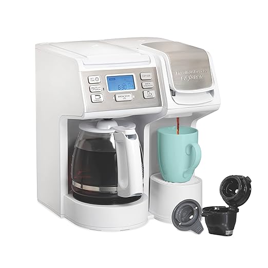Hamilton Beach FlexBrew Trio 2-Way Coffee Maker, Compatible with K-Cup Pods or Grounds, Combo, Single Serve & Full 12 Cup Coffee Pot, White, Fast Brewing, Removeable Reservoir by HamiltonBeach