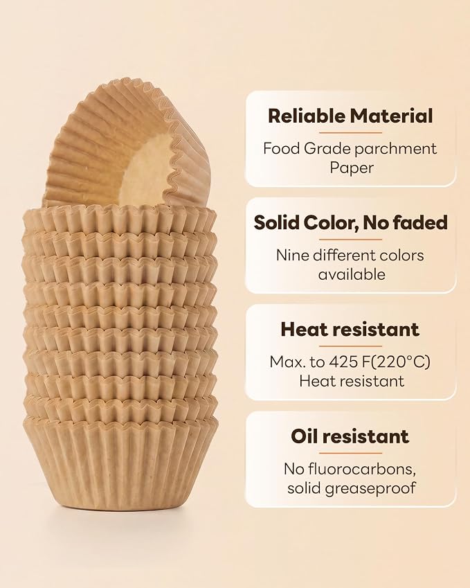 Bake Choice 400pcs Mini Cupcake Liners for Baking, Muffin Liners | Non-stick, Natural, Food-grade, Grease proof Parchment , for Mini Muffin Pan, Christmas, Gift - Image 3
