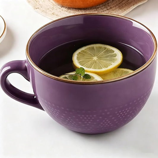 Disoza Violet Large Coffee Cup 24 Ounce Oversized Soup Mug Porcelain 700 ML Tea Cup XXL Cereal Bowls Soup Ramen Salad Bowl Ceramic Mug with Handle by DISOZA