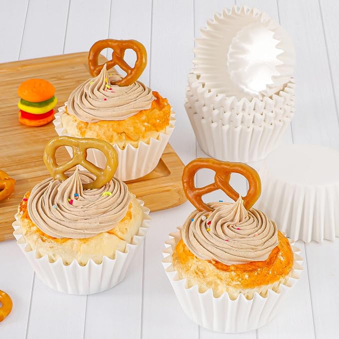 Caperci Heavy Duty Standard White Cupcake Liners 150 Counts - Grease-Resistant Paper Muffin Baking Cups, Odorless, No Muffin Pan Needed, Easily Peels (White) - Image 7