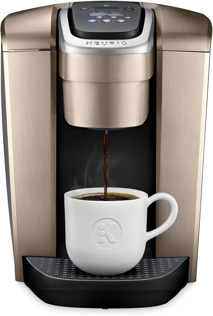 Keurig K-Elite Single Serve K-Cup Pod Coffee Maker, with Strength and Temperature Control, Iced Coffee Capability, 8 to 12oz Brew Size, Programmable, Brushed Gold by Keurig