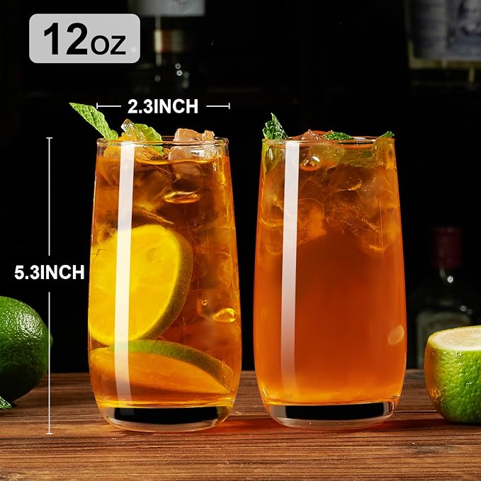 PARACITY Highball Glasses Set of 2, Drinking Glasses 12 Oz, Clear Glass Cups, Tall Tumbler Water Glasses, Glassware Set for Cocktail, Coffee, Mojitos | Clear drinking glassware for cocktails, coffee, mojitos and water, with a tall profile for home kitc... - Image 2