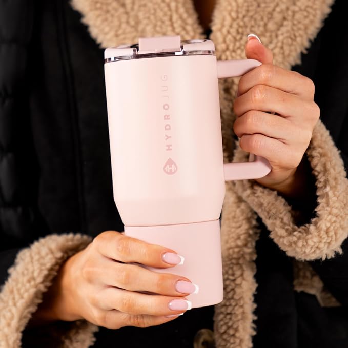 HydroJug Coffee Traveler 20oz Ceramic-Lined Mug with Handle, Dusty Rose - Image 5