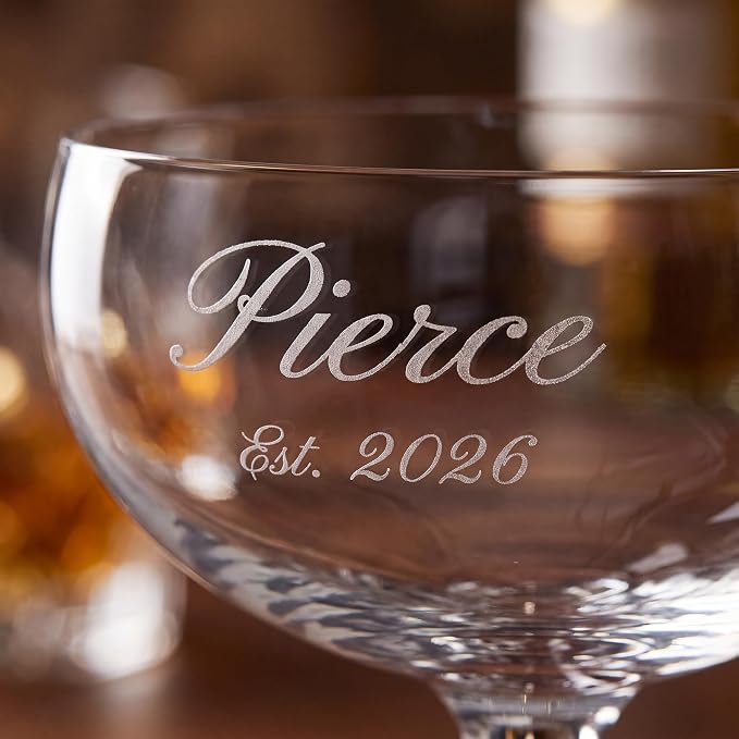 Marquis By Waterford Engraved Moments Coupe Glasses, 9oz, Set of 4 | Personalized with Custom Engraving for Luxurious Home Bar Gifting - Image 5