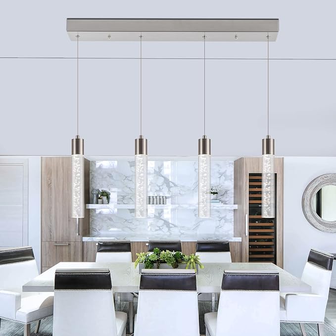 Pendant Light Kitchen Island with Remote Control & Dimmable, Modern Brushed Nickel Pendant Light Fixture for Dining Room 3000K/4000K/6000K - Image 6