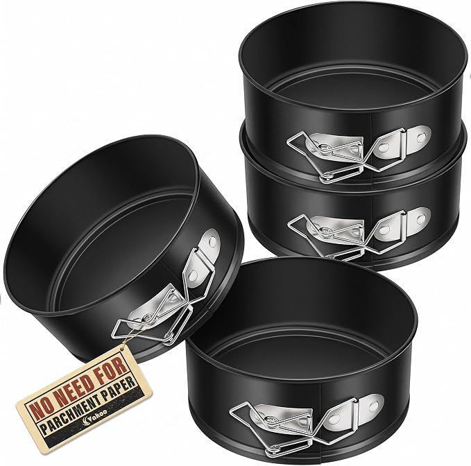 Vakoo 4 Inch Mini Springform Pan - Nonstick, Leakproof Mini Cheesecake Pan for Baking, Easy Release, No Parchment Paper Needed, Set of 4 by Vakoo