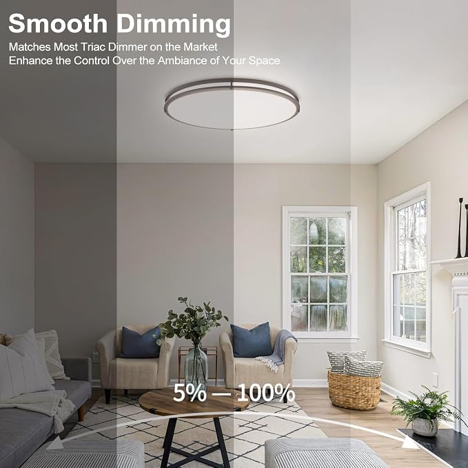 DAKASON 24Inch Oval LED Kitchen Ceiling Light Flush Mount, 40W Big LED Light Fixture Ceiling for Living Room, 3500K/4000K/5000K Dimmable, Modern for Dining Room/Laundry, Oil Rubbed Brown - Image 4