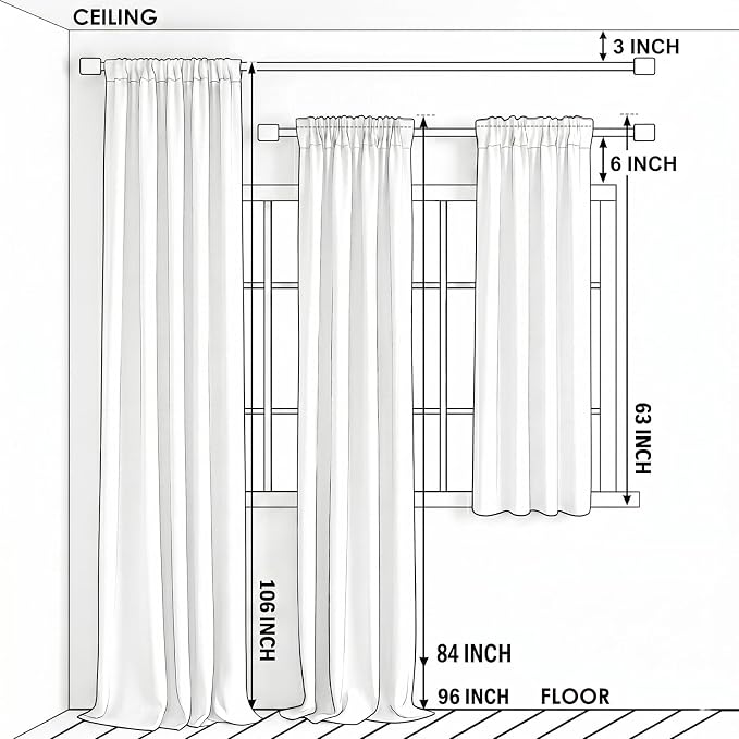 Semi-Sheer Elegant Embroidered Solid White Rod Pocket Window Curtains/Drape/Panels/Treatment 54 x 84,Two Panels - Image 8