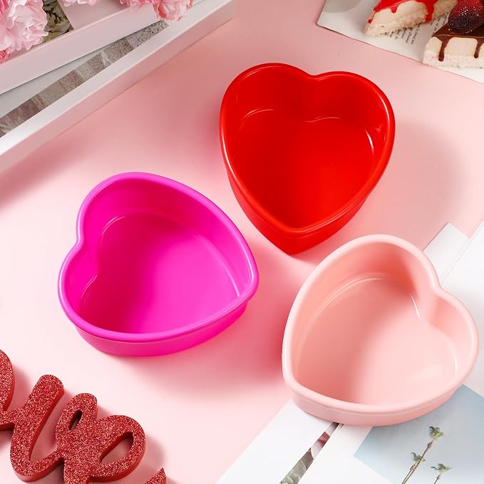12 Pcs Mother's Day Heart Shaped Cake Pans Pink Red Silicone Mini Heart Cake Mold Nonstick Dessert Pan Chocolate Baking Tray Bakeware for Mother's Day Birthday Cupcake Muffin Tool(Multicolor,4'') - Image 4