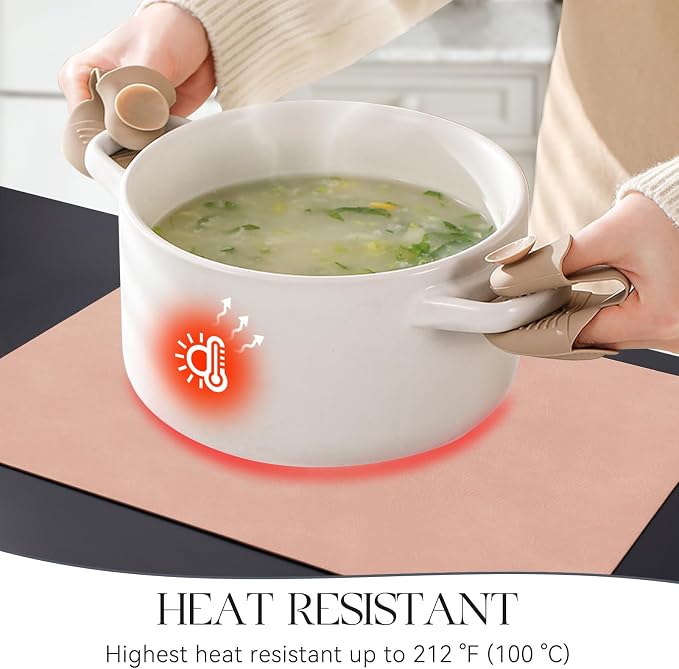 MOSAYT Vinyl Placemats Set of 8-12 X 17 Inch - Faux Leather 100% Waterproof Oil-Proof Wipeable PU Place Mats, Heat Resistant Reversible Table Mats for Kitchen, Dining, Outdoor, Pink - Image 3