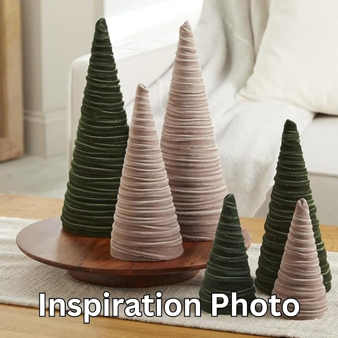 Your Heart's Content Taupe Velvet Trees Set of 3, Winter Mantel Décor, Valentine Tree tablescape, Handcrafted Holiday Centerpiece, Made in USA Modern Farmhouse, Cozy Gift for (Taupe) - Image 7