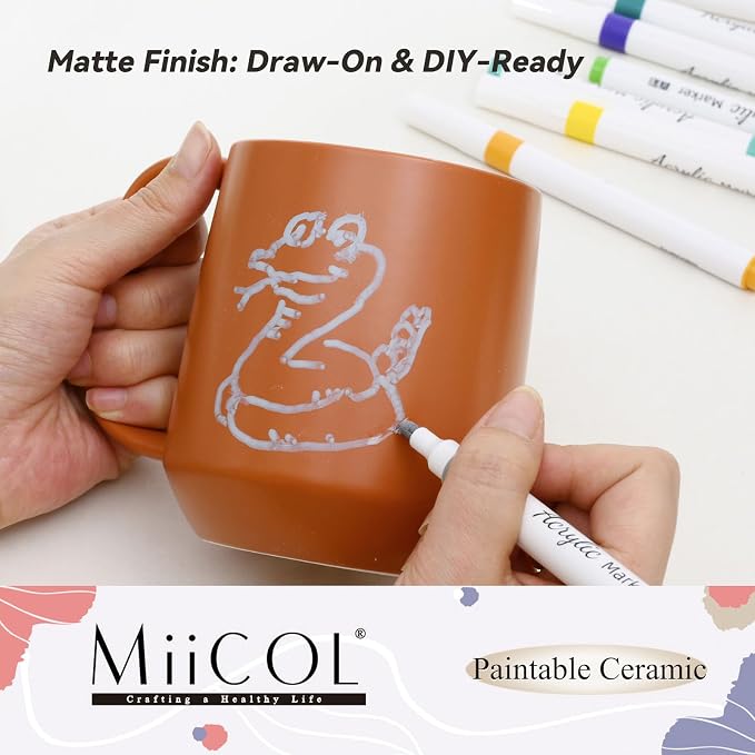 Miicol Ceramic Coffee Mug, 16 oz Large Coffee Cup, Tea Mug with Handle, Flat Bottom Mug for Men, Women, Office, Microwave and Dishwasher Safe, Multi-Color, Burnt Orange - Image 8