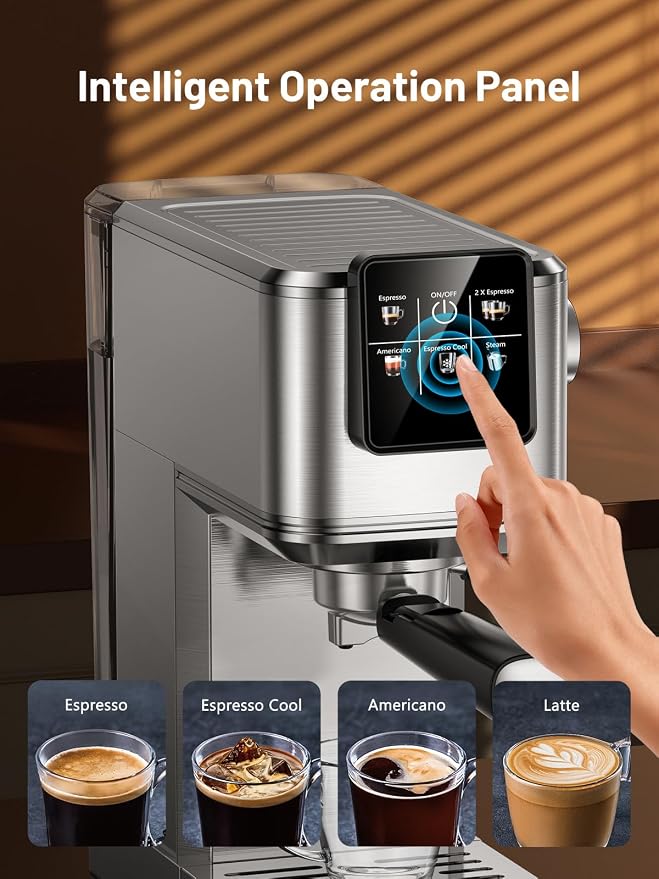 KEENSTAR 20Bar Espresso Machine, Hot & Iced Coffee Maker with Milk Frother | Stainless Steel, Touch Screen, Rapid Cold Brew, Espresso Maker with 40oz Water Tank for Latte, Cappuccino - Image 4