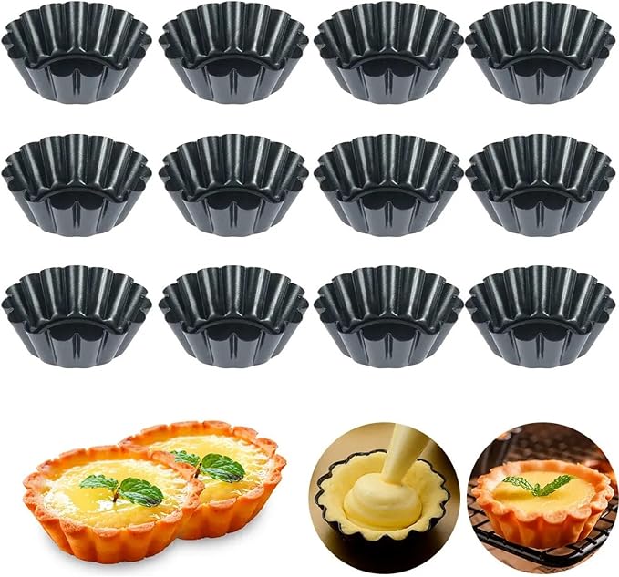 24Pcs Pan Mold Tart Quiche Flan Cake Non-stick Pie Pizza Mold Cupcake Egg Tart Tartlet Baking Mold Muffin Cup Pizza Pan Bakeware by Unknown