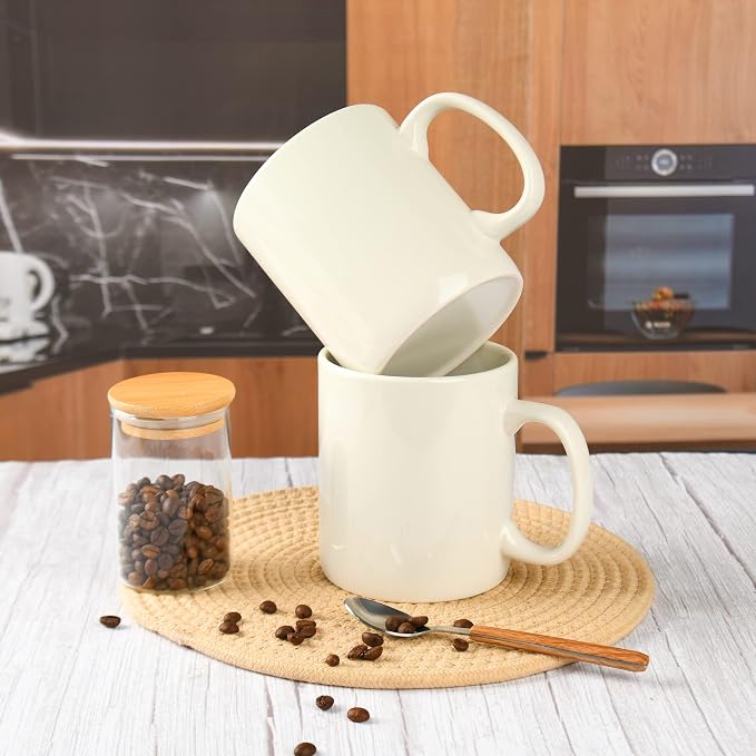 BYCNZB 30oz Super Large Ceramic Coffee Mugs Large Handles Set of 2 (Cream) - Image 4