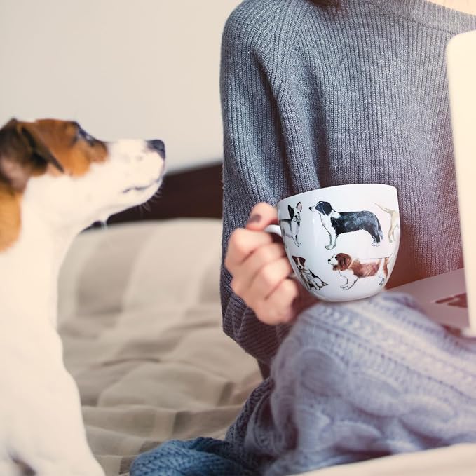 Cute Dog Mugs for Daily Coffee and Tea, Premium 20 oz Bone China Coffee Tea Hug Mug, Perfect Holiday, Birthday, and Christmas Gift for Dog Lovers, Designed in England by Harvest Green Studio - Image 5