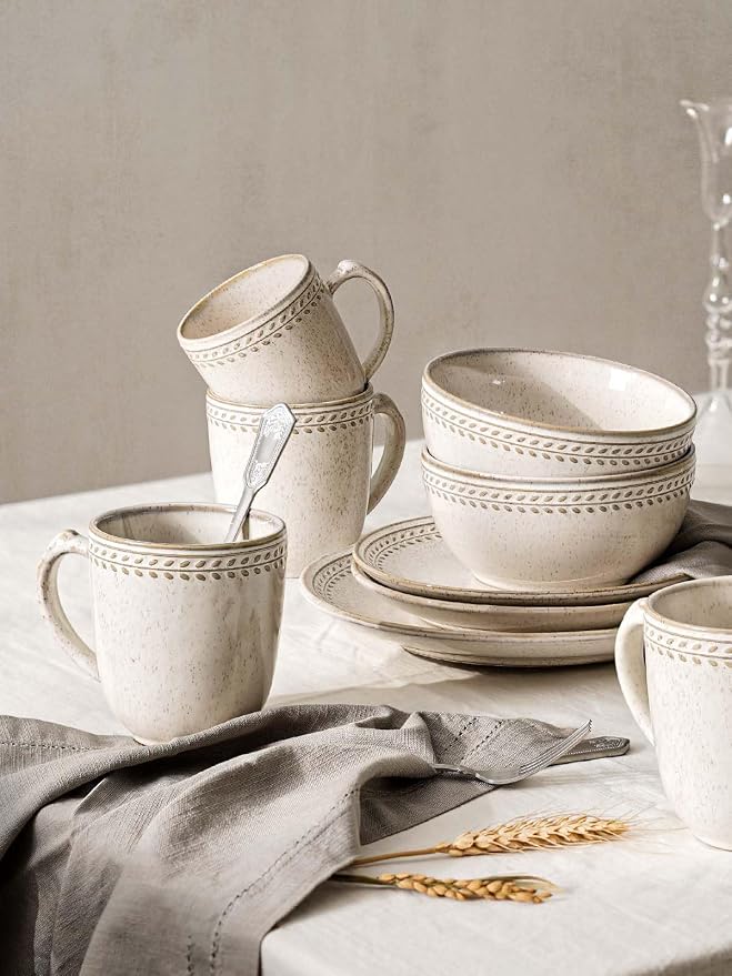 LE TAUCI Coffee Mugs 18 oz,Ceramic Mug Set, Embossment Cups for Latte, Hot Tea, Cappuccino, Mocha, Cocoa,Suit For Housewarming Wedding- 3.9 inch, Set of 6, Birch - Image 5