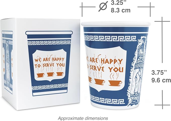 ExceptionLab 10 oz Ceramic New York City Greek Coffee Cup "We are Happy to Serve You" - Image 6